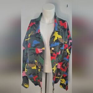 SUNSET+SPRING -size L-Camo Colorful denim Jacket